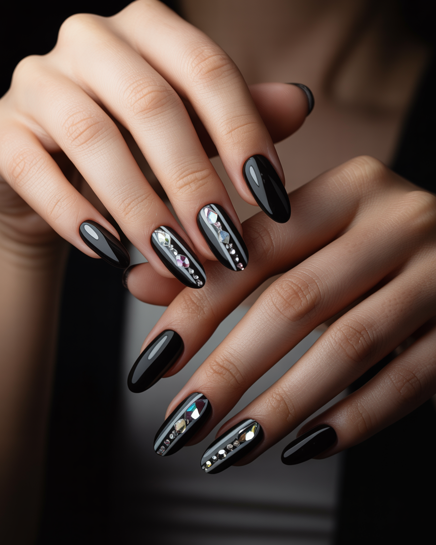 Preta Glossy Geométrica